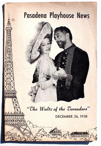Vintage December 26, 1958 Pasadena Playhouse News - The Waltz Of the Toreadors
