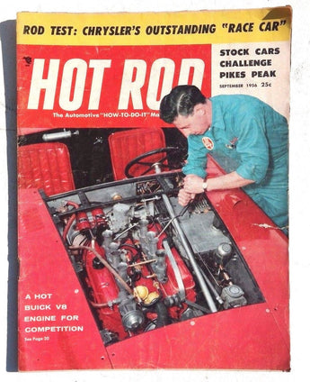 Vtg Hot Rat Rod Car Magazine - September 1956 HOT ROD (Chryslers Race Car)