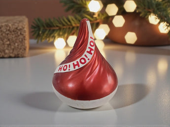 New Holiday Large Red & White Ho Ho Ho Christmas Hershey Kiss Figurine Statue