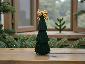 New Royal Green Velvet Large Christmas Tree W/ Gold Bow Figure Room Decor