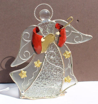 Large Glass Candle Snuffer Angel Playing Guitar (Christmas)