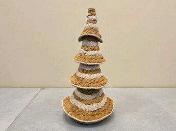 New Large Boho Brown & White Crocheted Christmas Tree Holiday Room Decor 19"