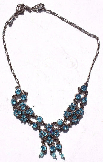 No Name Faux Aquamarine Stone Victorian Cocktail Wedding Necklace