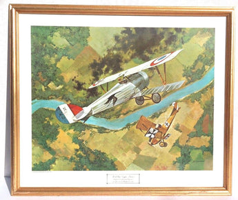 Vtg J.B. DENEEN WWI Eagles SERIES I Nieuport 27 / Rumpler Two Seater Frame Photo