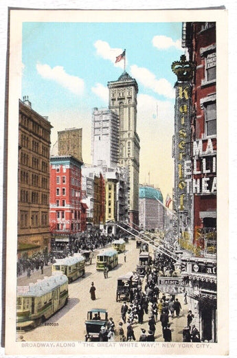 RARE Vtg Antique Early 1900s Era Postcard RPPC - New York The Great White Way