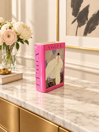 New Pink Vogue Fashion Art New York Fashion Book Utensil Holder Flower Vase