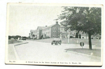 Vtg 1900s Street Scene In The Brick Section Of Fort Geo. G. Meade Md Postcard