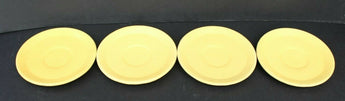 Vtg MCM CALIFORNIA CA Pottery - Lot of 4 Yellow Matte Finish Coffee Cup Plates