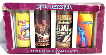 Vintage Set of 4 Jimi Hendrix 10 OZ Rock Music Glass Tumblers Cups Glasses NIB