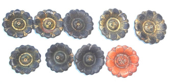 Lot of 9 Vintage "DAISY" WOOD Flower Knobs (Handles) Bathroom Cabinet Hardware