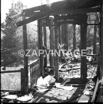 Vintage 1963 Inside House On Fire Burnt Down Los Angeles Hills CA Photo #2105