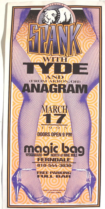 1995 Signed SPANK W/ TYDE AND ANAGRAM POSTER BY MARK ARMINSKI Magic Bag Poster