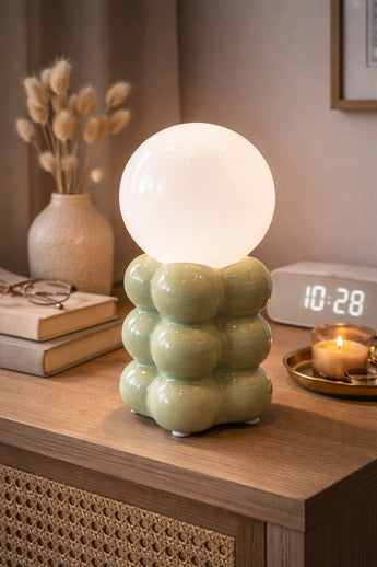 New Pastel Green Cermaic Nightstand Office Table Lamp Modern Retro Style Light