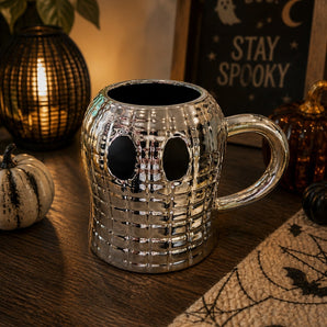 New Halloween Retro Disco Ball Silver Ghost Spooky Coffee Tea Mug