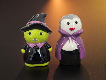 New Spooky Witch & Dracula Halloween Salt & Pepper Shakers Dinning Decor Set