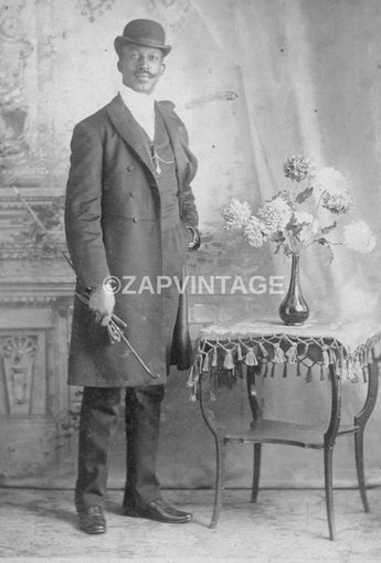 Vintage 1900s Older Wealthy African American Man W/ Cane Single Shot Photo #2376