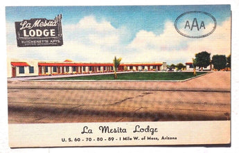 Vintage 1950's LA MESITA LODGE (AAA) Arizona MESA APARTMENTS Photo Postcard