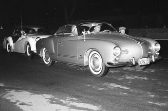 Vtg 1950s Black & White Photo VW Karman Ghia Classic Car Show (California) #683