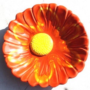 Vintage SANTA ANITA WARE ORANGE FLOWER POTTERY Plate MID CENTURY Modern