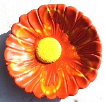 Vintage SANTA ANITA WARE ORANGE FLOWER POTTERY Plate MID CENTURY Modern