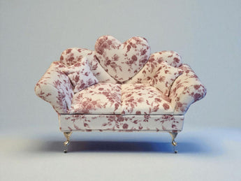 New Pink & White Floral Doll Sofa Jewelry Box Organizer Couch Jewelry Box