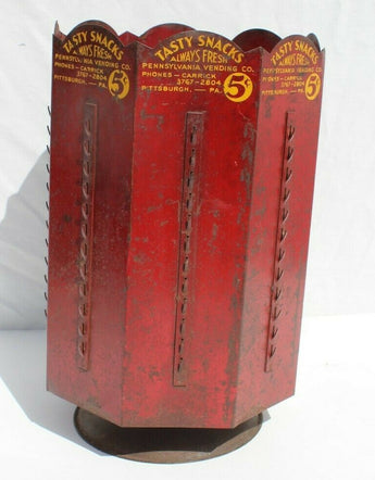 Vtg Tasty Snacks Retail Metal Turning Display Rack Stand Pennsylvania Vending Co