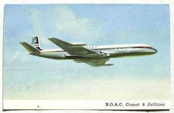 Vintage Aviation Postcard - B.O.A.C. Comet 4 Jetliner In Flight View