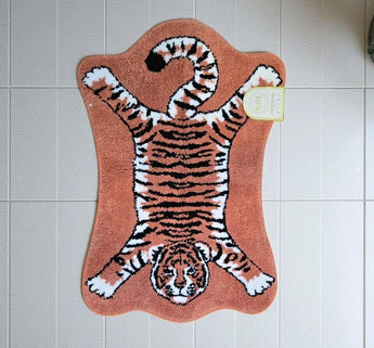 New Orange Tiger Shaped Rug Animals Bath Mat Area Rug Non-Slip Door Mat