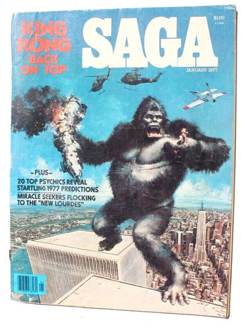 SAGA January 1977 Men Adventure Magazine KING KONG Andy Capp A-Bomb John Denver
