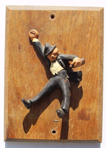 Vintage Cast Iron Drunk Man Top Hat Black Suit Hanging Bar Bottle Beer Opener