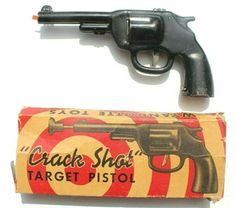 Vintage Black Metal Wyandotte Toys Crack Shot Dart Pistol With Box