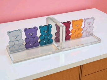 New Colorful Acrylic Bed Room / Office Yummy Gummi Gummy Bear Bookends Set