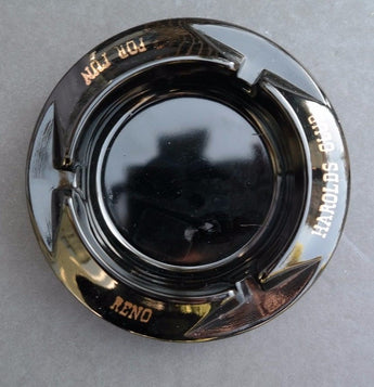 Vintage Glass Black Casino Harolds Club Reno NV Nevada Advertising Ashtray