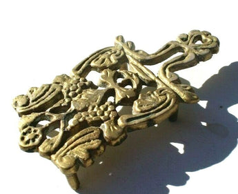 Antique Vintage Victorian Solid Brass Ironing Trivet Stand