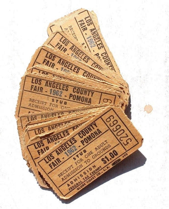 25 Vintage 1962 Los Angeles County Fair Pomona Adult Admission Ticket Stub