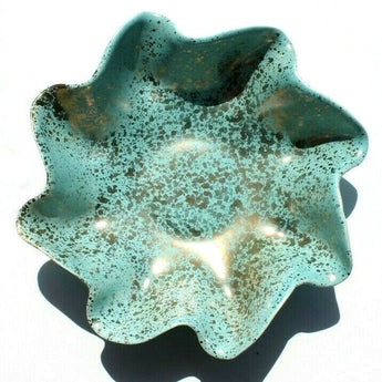 Vintage MCM Retro Turquoise & Gold Spiral Shaped Ashtray / Dish Bowl