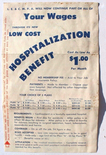 Vtg 1940s Application For Hospital BenefitsIn The Locomotive Engineers Assoc.