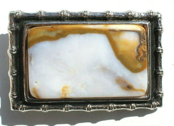 Vtg Hand Made South Western Belt Buckle (Agate Stone Geode Gemstone) #20