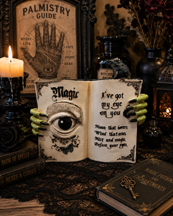 New Magic Spell Book Figurine Evil Eye Frog Halloween Holiday Figurine Decor