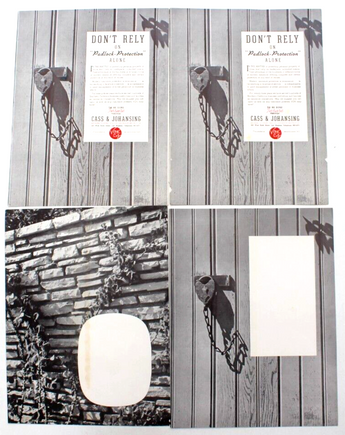 Vtg 1950s Cass & Johansing Padlock Protection Magazine Ad Advertising Proofs