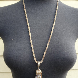 Vintage Gold BALLROOM Dangling Stone Pendant Chain Cocktail NECKLACE Jewelry