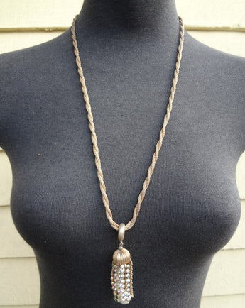 Vintage Gold BALLROOM Dangling Stone Pendant Chain Cocktail NECKLACE Jewelry