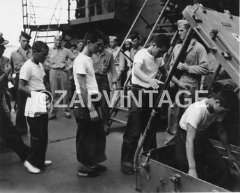 Vtg WWII Japanese Boys Going Downstairs On USA Military Ship Photo Image #1791