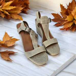New Tan Lucky Brand Womens Millanda Wedge Platform Wedge Sandals Shoes 8.5