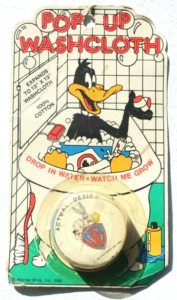 Rare NOS Vintage 1986 Pop Up Expanding Washcloth Warner Bros(Tweety Bird) NOS