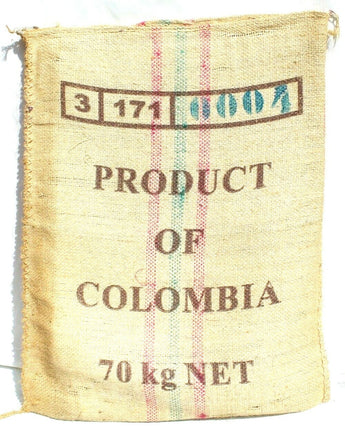 Vintage Product Of Columbia (70 kg NET) Organic COFFEE Burlap SACK BAG