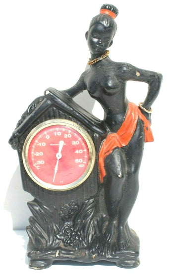 Vintage 1940s Sexy Woman Dancer Thermometer Table Desk Top Figurine Statue