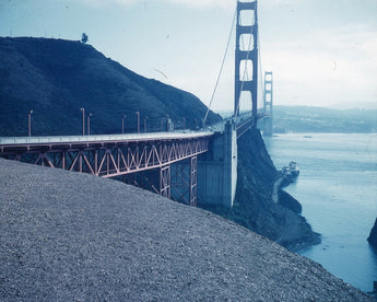 Vtg 1950's COLOR San Francisco GOLDEN GATE BRIDGE Lime Point Lighthouse Photo #9