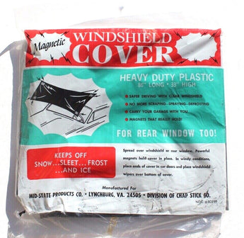 Vintage 1960s Sealed Windshield Cover (Magnetic) Heavy Duty Plastic 86" X 33"