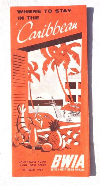 Vintage 1964 British West Indian Airways Where to Stay in Caribbean Travel Guide